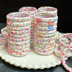 20pcs Cartoon Star Owl Printed Hair Tie Elastic Ponytail Holder Hair Accessories