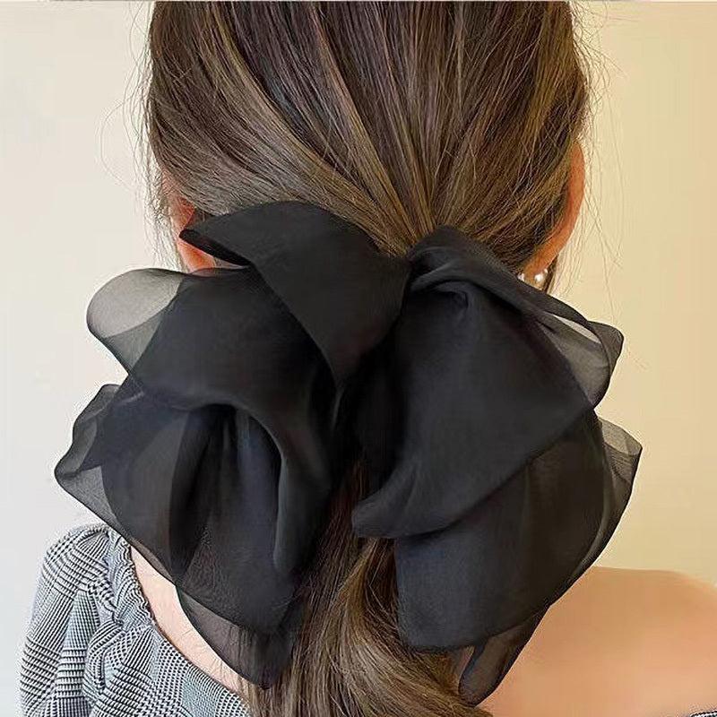 Chiffon Double Layers Bowknot Barrettes Oversize Bow Hair Clip