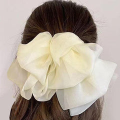 Chiffon Double Layers Bowknot Barrettes Oversize Bow Hair Clip