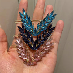 Vintage Crystal V Hair Clips Geometric Hair Pins Golden Rhinestone Barrette