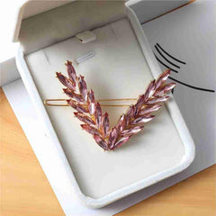 Vintage Crystal V Hair Clips Geometric Hair Pins Golden Rhinestone Barrette