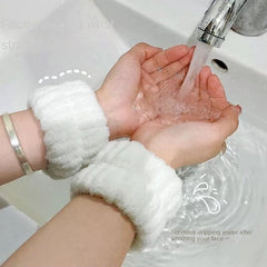 Plush Solid Bath Wrist Band Elastic Absorbent Washband