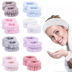 Plush Solid Bath Wrist Band Elastic Absorbent Washband