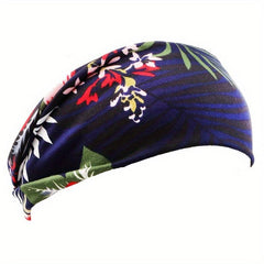 Women's Flower Printed Hairband Sports Sweat Elastic Bundle Hairband Multicolor