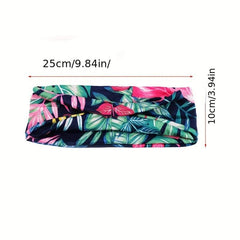 Women's Flower Printed Hairband Sports Sweat Elastic Bundle Hairband Multicolor