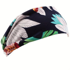 Women's Flower Printed Hairband Sports Sweat Elastic Bundle Hairband Multicolor
