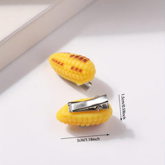 2pcs Corn Hair Clips Fun Food Barrette Hair Accessory