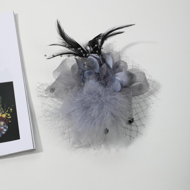 Feather Mesh Flower Head Piece for Tea Party & Cocktail Party