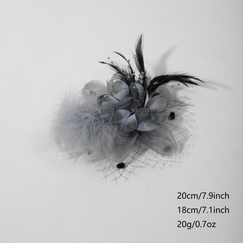 Feather Mesh Flower Head Piece for Tea Party & Cocktail Party