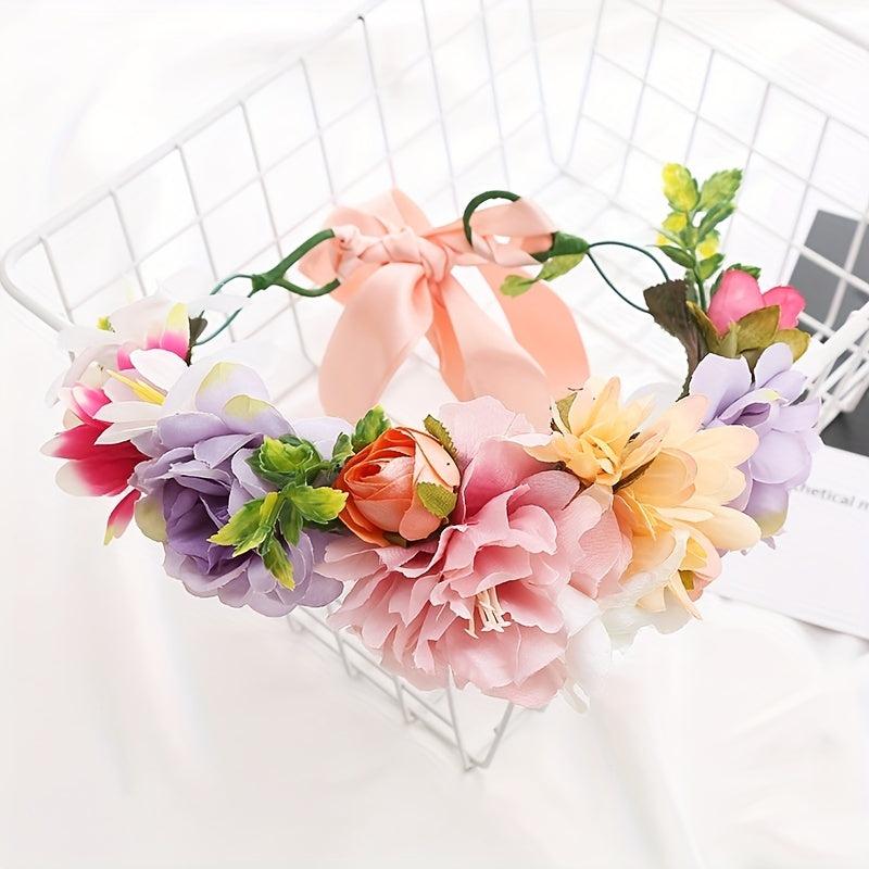 Boho Style Floral Wreath Hair Band Women's Accessories