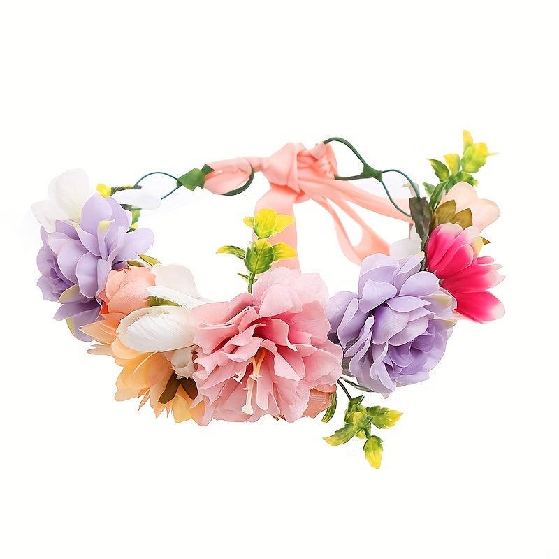 Boho Style Floral Wreath Hair Band Women's Accessories