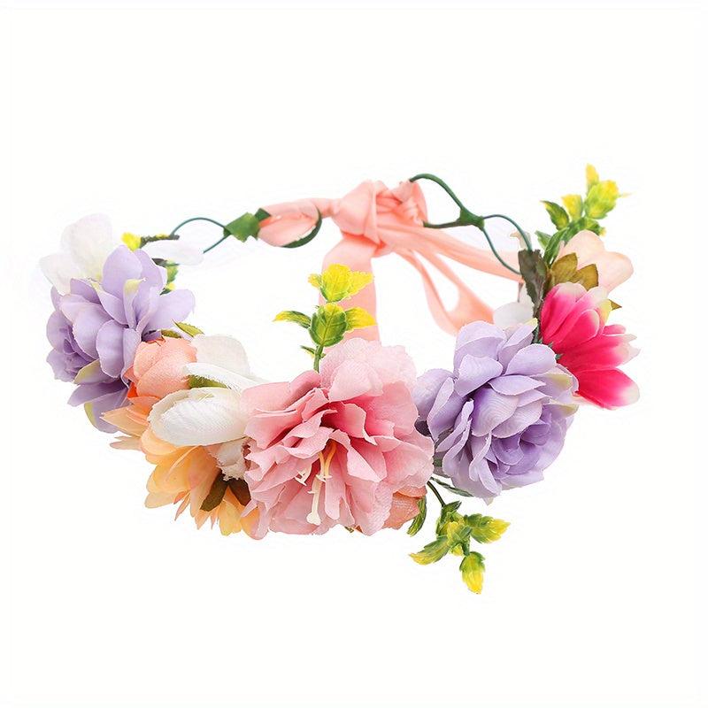 Boho Style Floral Wreath Hair Band Women's Accessories