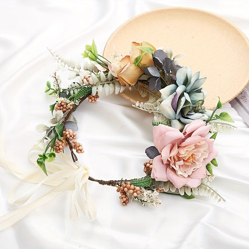 Pastoral Style Flower Headband Wreath Hair Band
