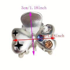 Silvery Hair Claw Clip Colorful Rhinestone Decor Shark Claw Star Hair Claw