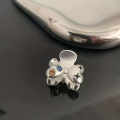 Silvery Hair Claw Clip Colorful Rhinestone Decor Shark Claw Star Hair Claw