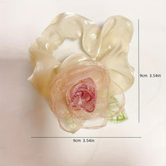 Gradient Flower Hair Tie Rose Mesh Hair Rope Headwear