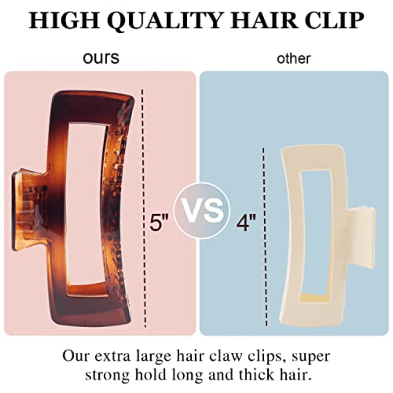4pcs Large Hair Claw Clip Square Jaw Clip Hair Accessories