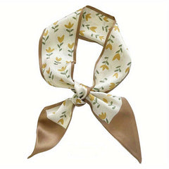 Khaki Letter Graphic Silk Like Scarf Headband Streamer Hair Tie Long Bow