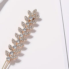 Rhinestone Leaf Hair Clip for Women