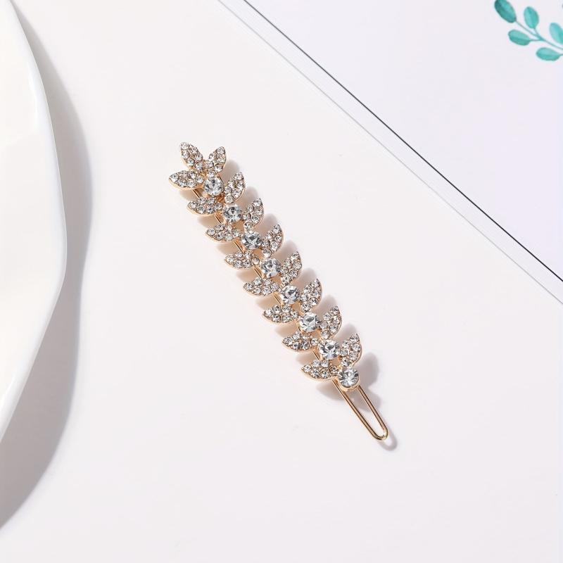 Rhinestone Leaf Hair Clip for Women
