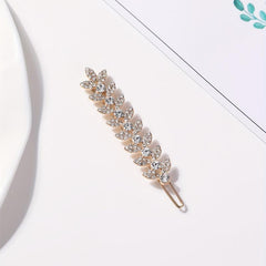 Rhinestone Leaf Hair Clip for Women