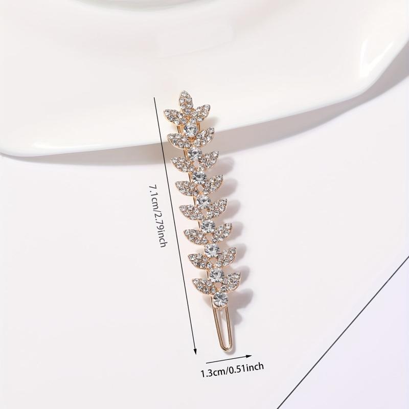 Rhinestone Leaf Hair Clip for Women