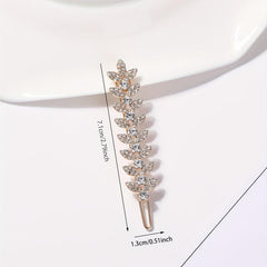 Rhinestone Leaf Hair Clip for Women