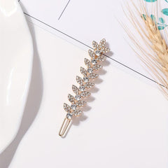Rhinestone Leaf Hair Clip for Women