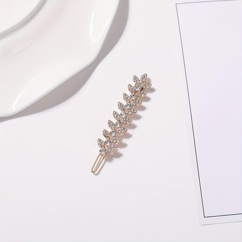 Rhinestone Leaf Hair Clip for Women