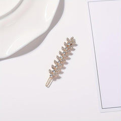 Rhinestone Leaf Hair Clip for Women