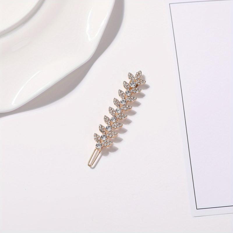 Rhinestone Leaf Hair Clip for Women