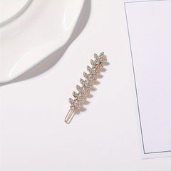Rhinestone Leaf Hair Clip for Women