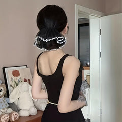 Organza Hair Tie Pearl Hair Rope Ponytail Holder