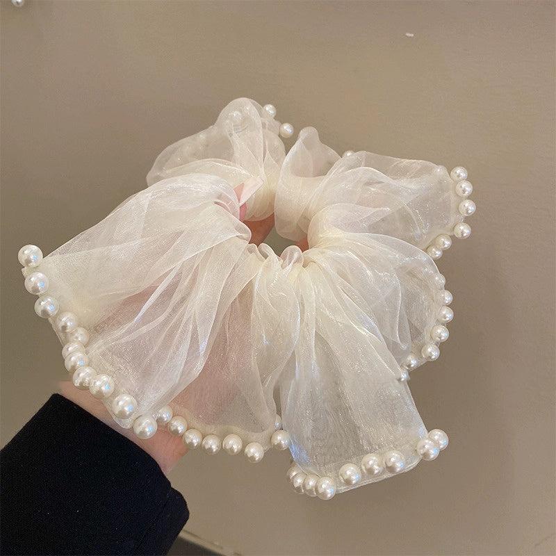 Organza Hair Tie Pearl Hair Rope Ponytail Holder