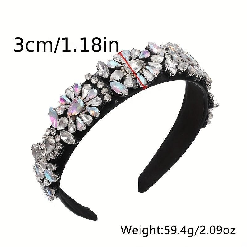 Baroque Rhinestone Headband Wide Head Hoop Glitter Headdress Hair Band