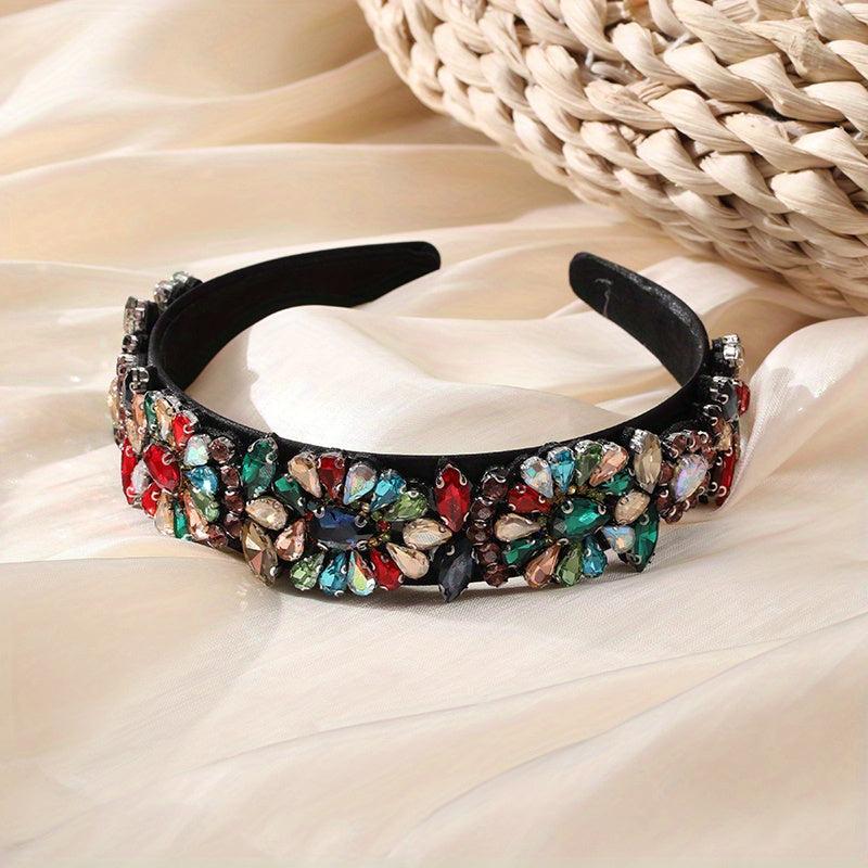 Baroque Rhinestone Headband Wide Head Hoop Glitter Headdress Hair Band