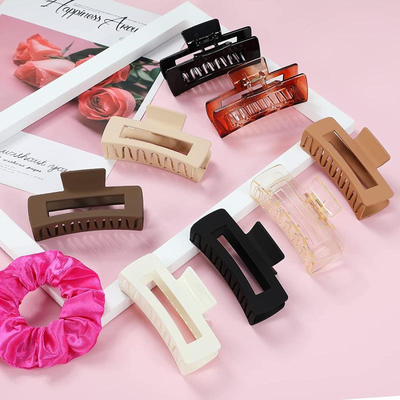 8pcs Large Rectangle Hair Claw Ponytail Holder Hair Accessories