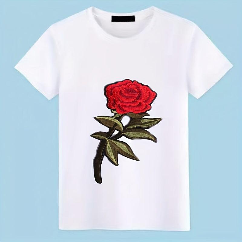 Rose Flower Pattern Embroidery Cloth Patch Iron on Stickers