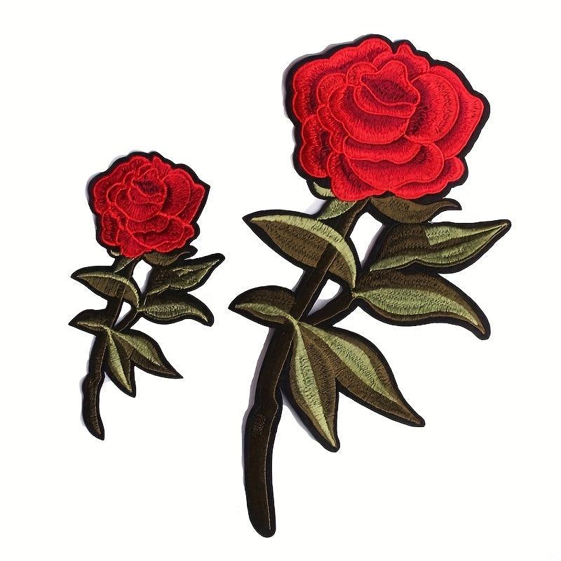 Rose Flower Pattern Embroidery Cloth Patch Iron on Stickers