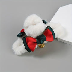 Christmas Style Hair Claw Plush Hair Clip Bowknot Decor Ponytail Holder