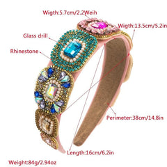 Baroque Rhinestone Headband Hand Sewn Glass Rhinestone Hair Hoop