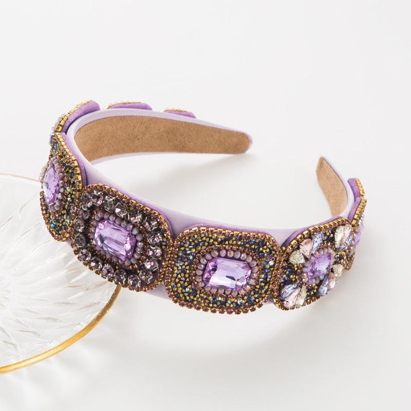 Baroque Rhinestone Headband Hand Sewn Glass Rhinestone Hair Hoop
