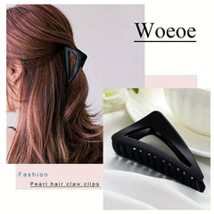 3pcs Triangle Hair Claw Solid Shark Claw Ponytail Holder