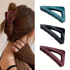3pcs Triangle Hair Claw Solid Shark Claw Ponytail Holder