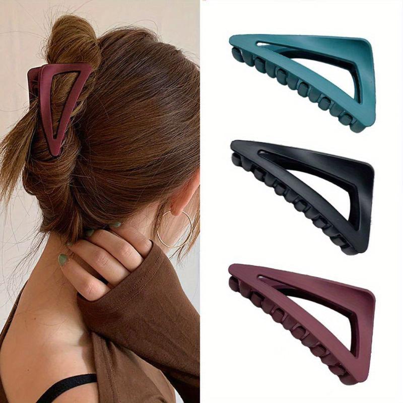 3pcs Triangle Hair Claw Solid Shark Claw Ponytail Holder