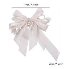 Faux Pearl Yarn Bowknot Hair Claw Large Bowknot Shark Claw Ribbon Hair Accessory