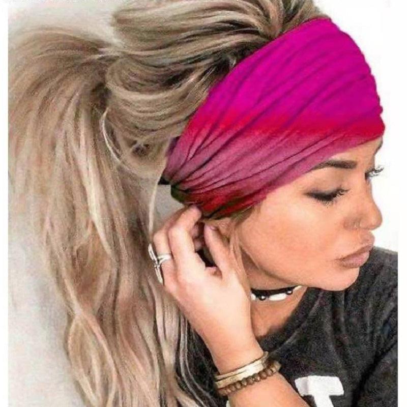Tie Dye Headband Elastic Wide Hairband - Workout Head Wraps