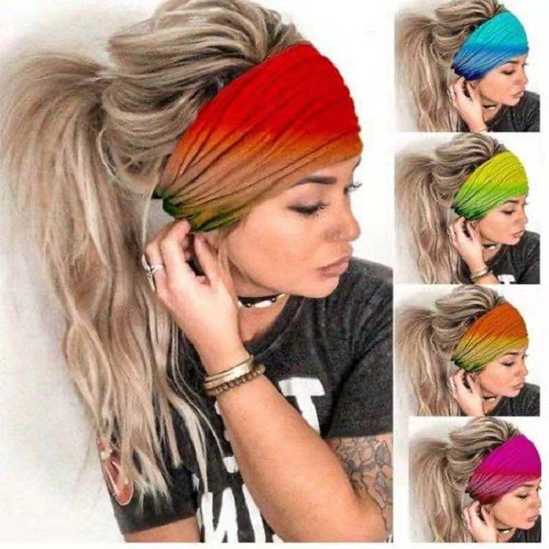 Tie Dye Headband Elastic Wide Hairband - Workout Head Wraps