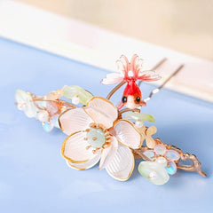 Vintage Flower Leaf Tassel Hairpin Chinese Style Hanfu Hairclip