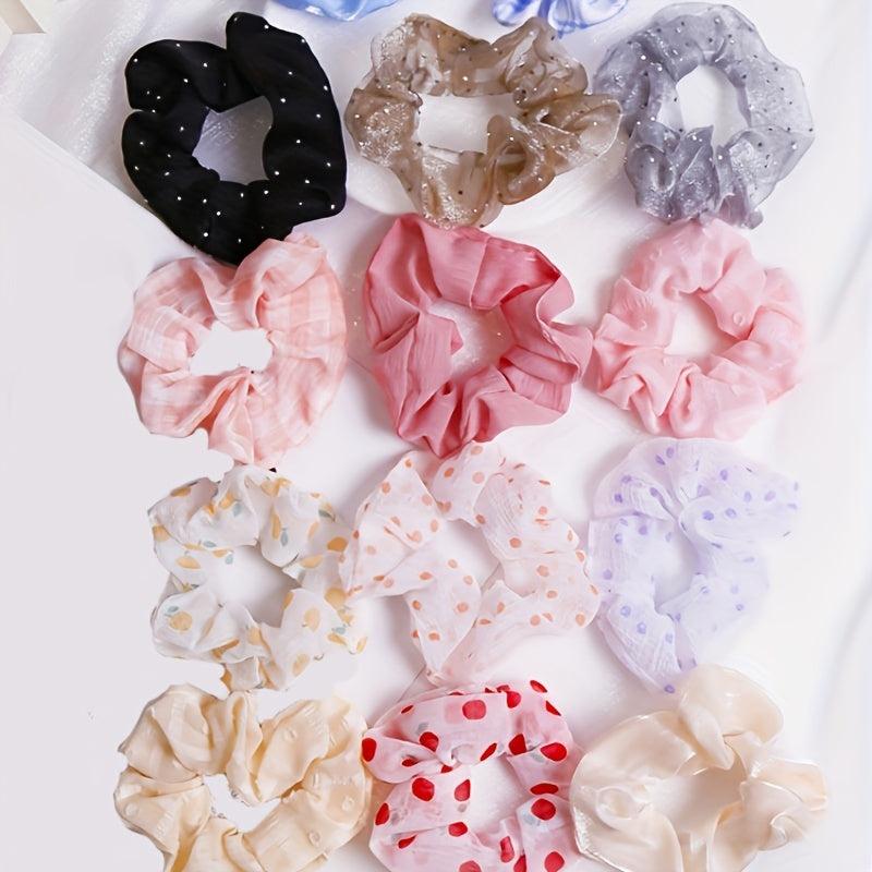 10 Colors Floral Fabric Hair Tie Large Scrunchie Hair Tie